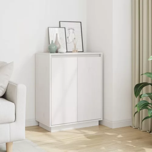  fehér tömör fenyőfa tálalószekrény 60 x 34 x 75 cm