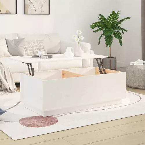  fehér tömör fenyőfa dohányzóasztal 100x50x35 cm