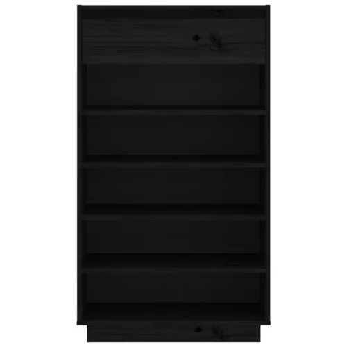  fekete tömör fenyőfa cipősszekrény 60 x 34 x 105 cm