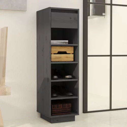  szürke tömör fenyőfa cipőszekrény 30x34x105 cm