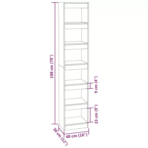  szürke sonoma színű könyvszekrény/térelválasztó 40x30x198 cm