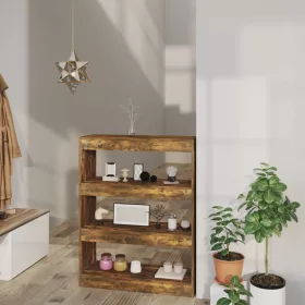    füstös tölgy színű fa könyvszekrény/térelválasztó 80x30x103 cm