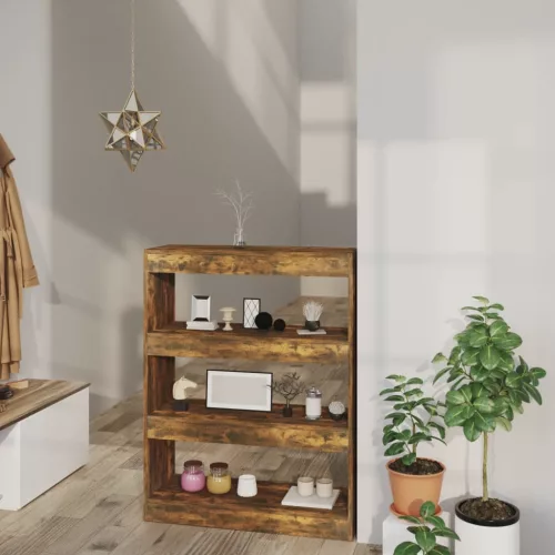  füstös tölgy színű fa könyvszekrény/térelválasztó 80x30x103 cm