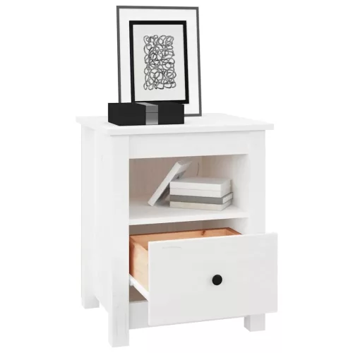  fehér tömör fenyőfa éjjeliszekrény 40x35x49 cm