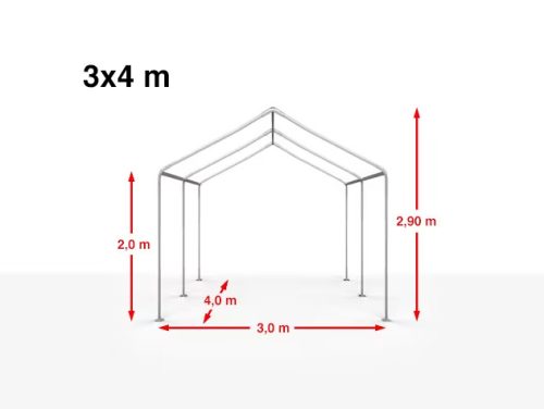TP 3x4m standard rendezvénysátor, PE 350 - fehér