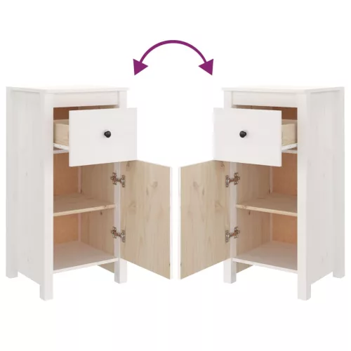  fehér tömör fenyőfa tálalószekrény 40 x 35 x 80 cm