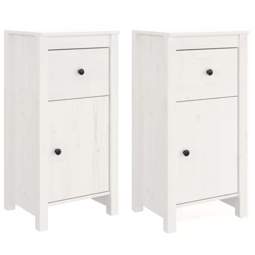  2 db fehér tömör fenyőfa tálalószekrény 40 x 35 x 80 cm