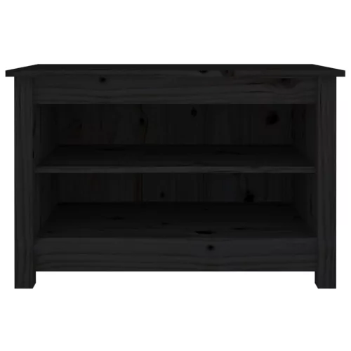  fekete tömör fenyőfa cipőtároló pad 70x38x45,5 cm