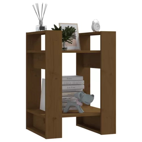  mézbarna tömör fenyőfa könyvszekrény/térelválasztó 41x35x57 cm