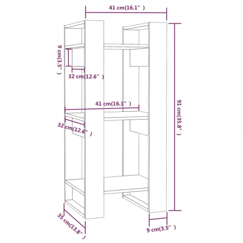  mézbarna tömör fenyőfa könyvszekrény/térelválasztó 41x35x91 cm