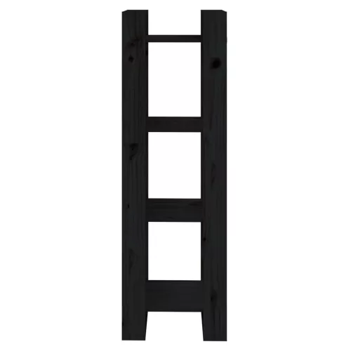  fekete tömör fenyőfa könyvszekrény/térelválasztó 41x35x125 cm