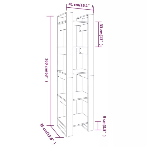  tömör fenyőfa könyvszekrény/térelválasztó 41 x 35 x 160 cm