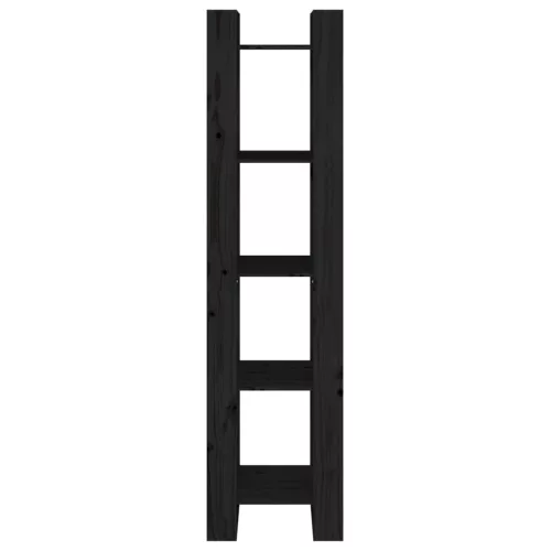  fekete tömör fenyőfa könyvszekrény/térelválasztó 41x35x160 cm