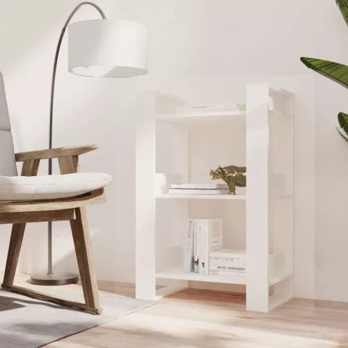  fehér tömör fenyőfa könyvszekrény/térelválasztó 60x35x91 cm