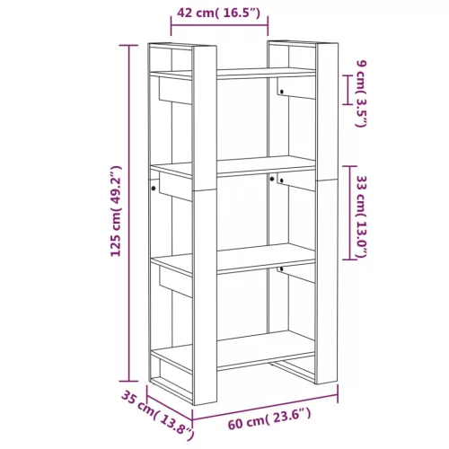  tömör fa könyvszekrény/térelválasztó 60 x 35 x 125 cm