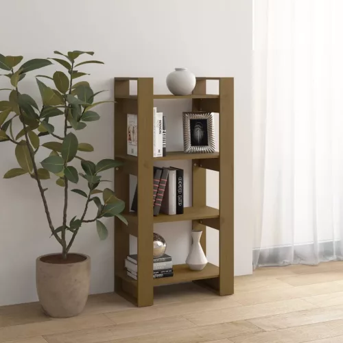  mézbarna tömör fa könyvszekrény/térelválasztó 60 x 35 x 125 cm