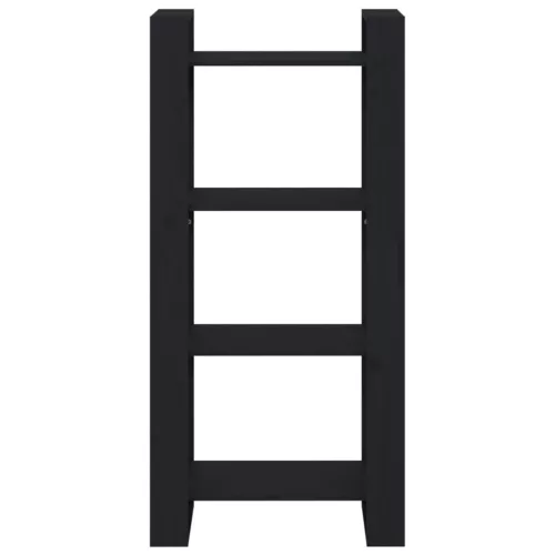  fekete tömör fa könyvszekrény/térelválasztó 60 x 35 x 125 cm