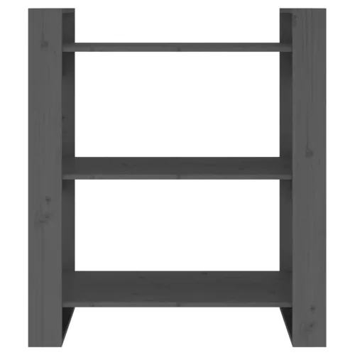  szürke tömör fenyőfa könyvszekrény/térelválasztó 80x35x91 cm