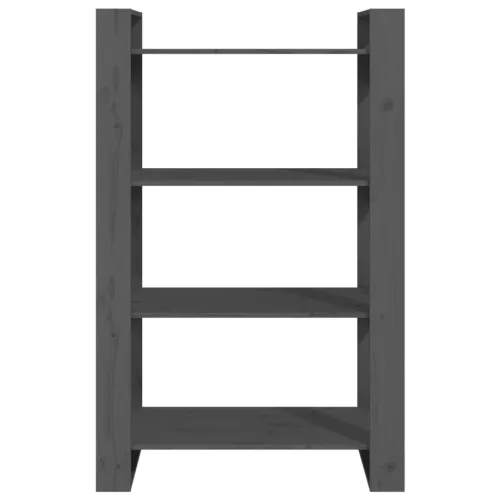  szürke tömör fenyőfa könyvszekrény/térelválasztó 80x35x125 cm