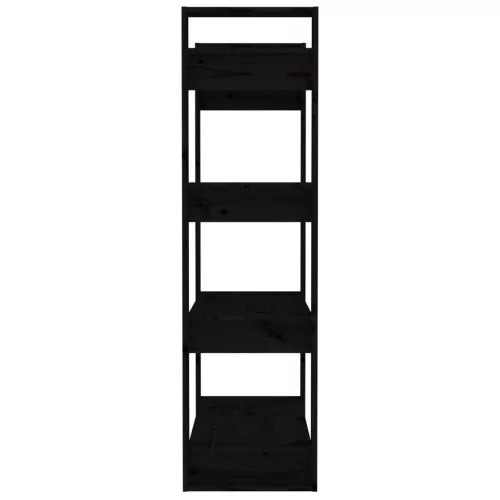  fekete tömör fenyőfa könyvszekrény/térelválasztó 80x35x125 cm