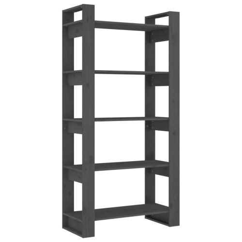  szürke tömör fa könyvszekrény/térelválasztó 80 x 35 x 160 cm