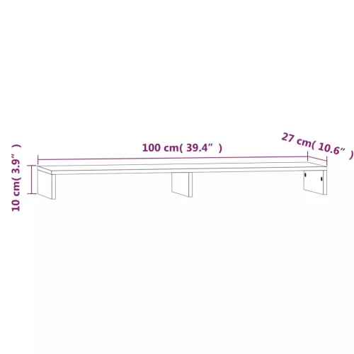  tömör fenyőfa monitorállvány 100 x 27 x 10 cm