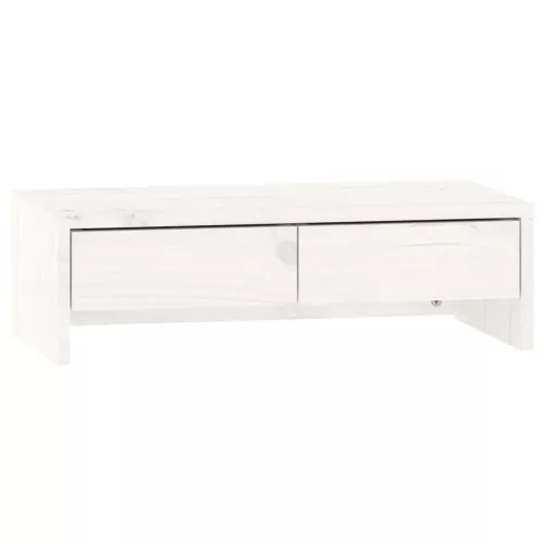  fehér tömör fenyőfa monitorállvány 50x27x15 cm