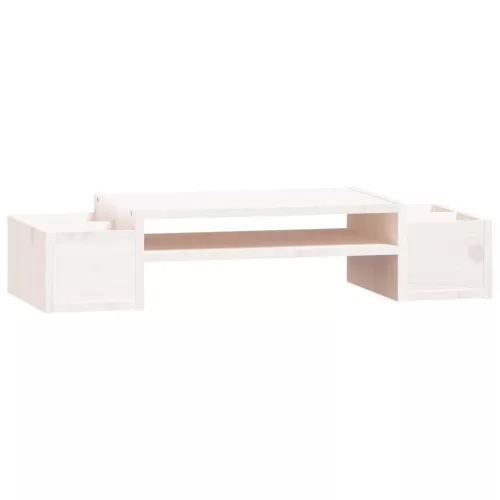  fehér tömör fenyőfa monitorállvány 70x27,5x15 cm