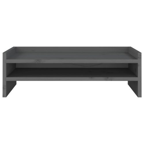  szürke tömör fenyőfa monitorállvány 50x24x16 cm