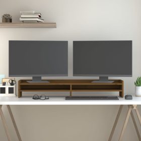  mézbarna tömör fenyőfa monitorállvány 100x24x16 cm