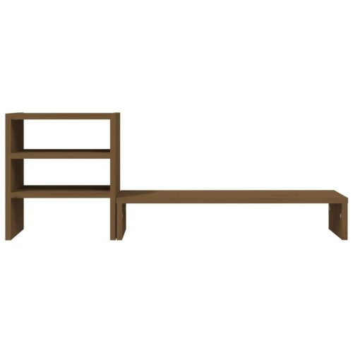  mézbarna tömör fenyőfa monitorállvány 81 x 20 x 30 cm