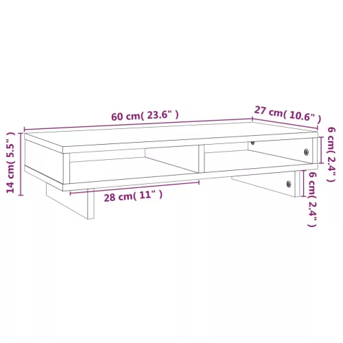  mézbarna tömör fenyőfa monitorállvány 60x27x14 cm