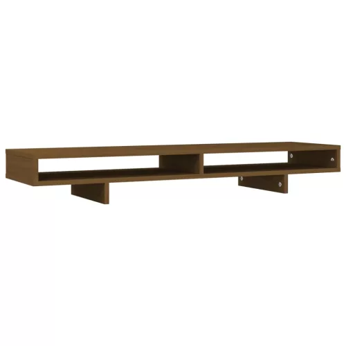  mézbarna tömör fenyőfa monitorállvány 100x27x14 cm