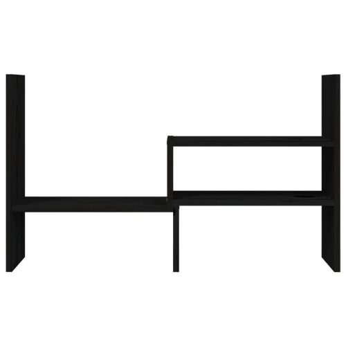  fekete tömör fenyőfa monitorállvány (39-72) x 17 x 43 cm