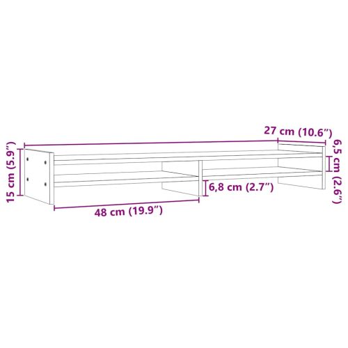  fehér tömör fenyőfa monitorállvány 100x27x15 cm
