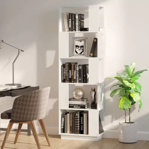  fehér tömör fenyőfa könyvszekrény/térelválasztó 51x25x163,5 cm