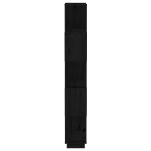  fekete tömör fenyőfa könyvszekrény/térelválasztó 80x25x163,5 cm