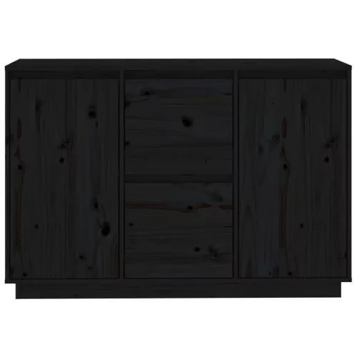  fekete tömör fenyőfa tálalószekrény 111 x 34 x 75 cm