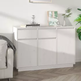  fehér tömör fenyőfa tálalószekrény 110 x 34 x 75 cm