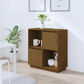  mézbarna tömör fenyőfa tálalószekrény 74x35x80 cm