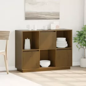  mézbarna tömör fenyőfa tálalószekrény 110,5x35x80 cm