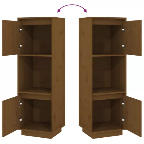  mézbarna tömör fenyőfa magasszekrény 38x35x117 cm