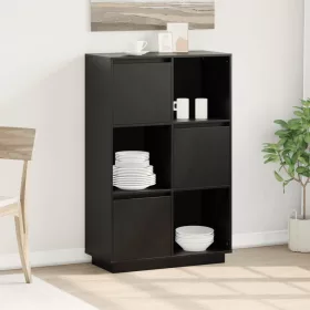 fekete tömör fenyőfa magasszekrény 74x35x117 cm