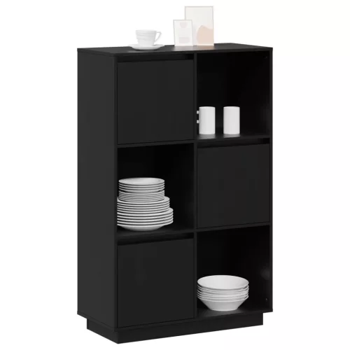  fekete tömör fenyőfa magasszekrény 74x35x117 cm
