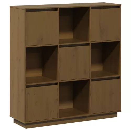  mézbarna tömör fenyőfa magasszekrény 110,5x35x117 cm