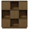  mézbarna tömör fenyőfa magasszekrény 110,5x35x117 cm
