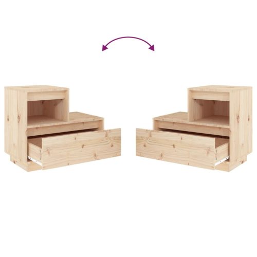  tömör fenyőfa éjjeliszekrény 60 x 34 x 51 cm