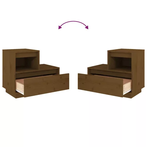  2 db mézbarna tömör fenyőfa éjjeliszekrény 60 x 34 x 51 cm