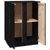  fekete tömör fenyőfa tálalószekrény 60x35x80 cm