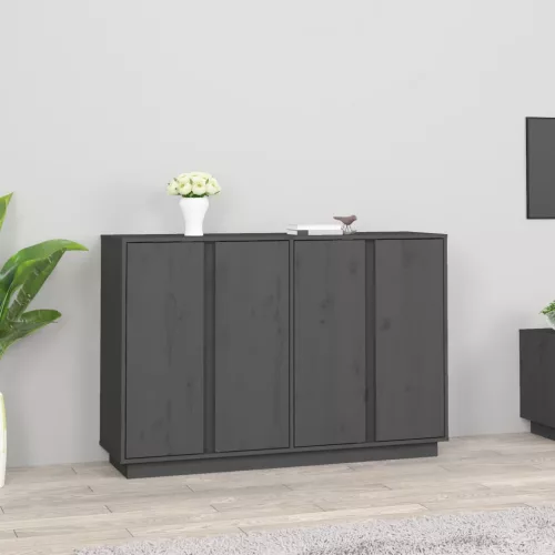  szürke tömör fenyőfa tálalószekrény 120x35x80 cm
